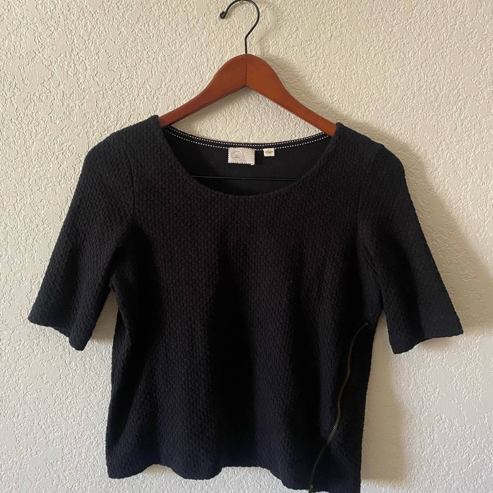 Anthropologie Black Fitted Short Sleeve T-Shirt